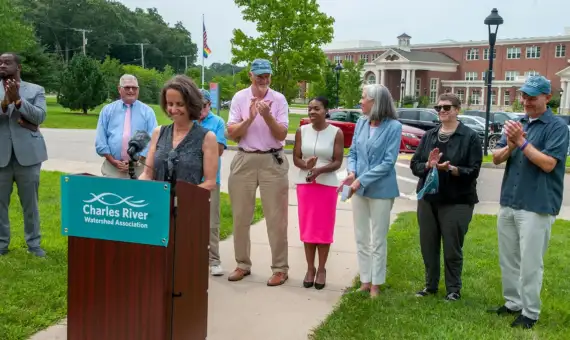 US Rep. Clark in Natick; brings $400,000 to Charles River Watershed Association